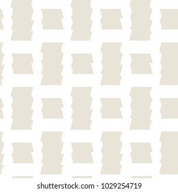 Abstract geometric plaid seamless vector pattern of white bold lines with jagged edge on beige background