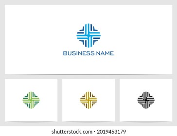 Resumen Diseño de logotipo de símbolo geométrico más cruzado