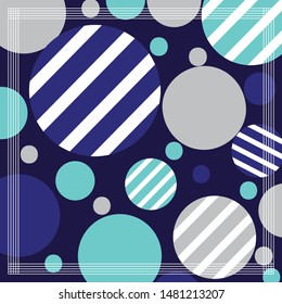 Abstract geometric polka dots and stripes for silk scarf design