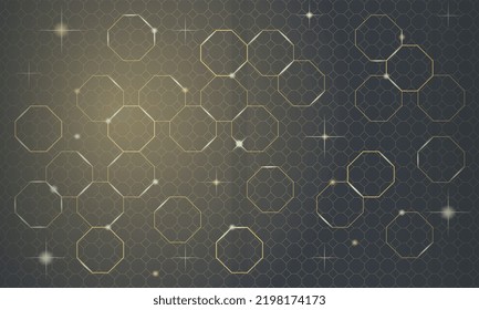 Abstract geometric polygon shape background. Golden honeycomb technology wallpaper