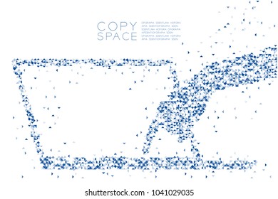 Abstract Geometric polygon square box and Triangle pattern Hand push button laptop keyboard shape, concept design blue color illustration isolated on white background with copy space, vector eps 10