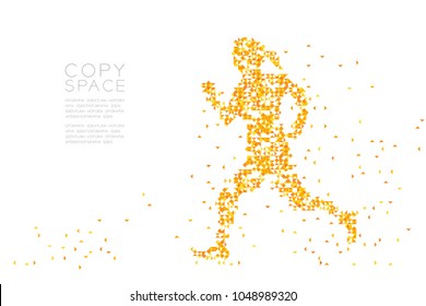 Abstract Geometric polygon square box and Triangle pattern Woman Runner shape, Sport concept design orange color illustration isolated on white background with copy space