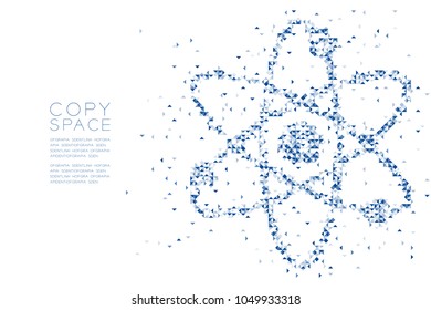 Abstract Geometric polygon square box and Triangle pattern Atom symbol shape, Science concept design blue color illustration isolated on white background with copy space