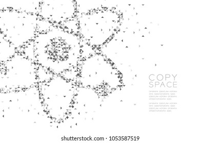 Abstract Geometric polygon square box and Triangle pattern Atom symbol shape, Science concept design black and white color illustration isolated on white background with copy space