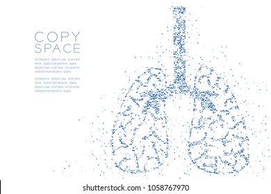 Abstract Geometric polygon square box and Triangle pattern Lung shape, Medical Science Organ concept design blue color illustration isolated on white background with copy space, vector eps 10