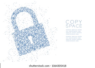 Abstract Geometric polygon square box and Triangle pattern Lock shape, Security privacy concept design blue color illustration isolated on white background with copy space, vector eps 10