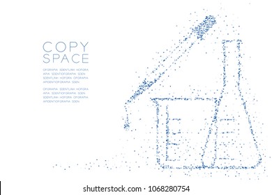 Abstract Geometric polygon square box and Triangle pattern Dropper, beaker and flask shape, Science Lab Equipment concept design blue color illustration on white background, vector eps 10