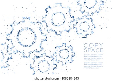 Abstract Geometric Polygon square box and Triangle pattern Engineering Gear shape, teamwork system concept design blue color illustration on white background with copy space, vector eps 10