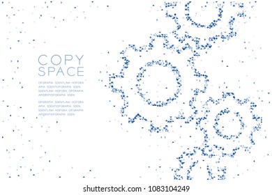 Abstract Geometric Polygon square box and Triangle pattern Engineering Gear shape, teamwork system concept design blue color illustration on white background with copy space, vector eps 10