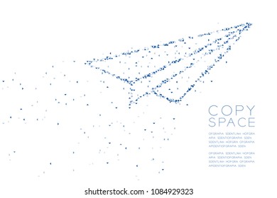 Abstract Geometric Polygon square box and Triangle pattern Paper plane shape, business vision concept design blue color illustration on white background with copy space, vector eps 10
