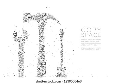 Abstract Geometric polygon square box and Triangle pattern Wrench screwdriver and hammer shape, Mechanic concept design black color illustration isolated on white background with copy space, vector
