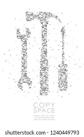 Abstract Geometric polygon square box and Triangle pattern Wrench screwdriver and hammer shape, Mechanic concept design black color illustration isolated on white background with copy space, vector