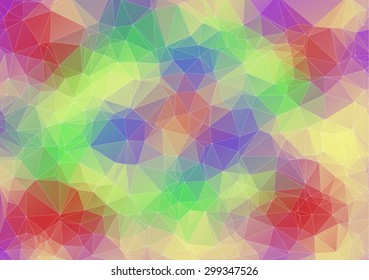 Abstract geometric polygon yellow ,orange, red, green, violet and blue pattern 
