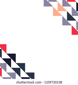 Abstract geometric polygonal background with colored triangles in the corners. Can be used as poster, banner, border, background, Wallpaper, card, print and etc. Eps10 vector.