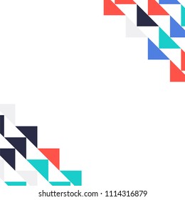 Abstract geometric polygonal background with colored triangles in the corners. Can be used as poster, banner, border, background, Wallpaper, card, print and etc. Eps10 vector.