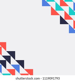 Abstract geometric polygonal background with colored triangles in the corners. Can be used as poster, banner, border, background, Wallpaper, card, print and etc. Eps10 vector.