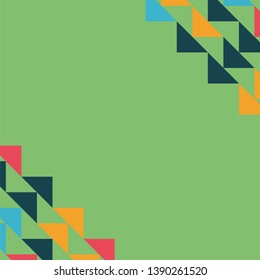 Abstract geometric polygonal background with colored triangles in the corners. Can be used as poster, banner, border, background, Wallpaper, card, print and etc. Eps10 vector.
