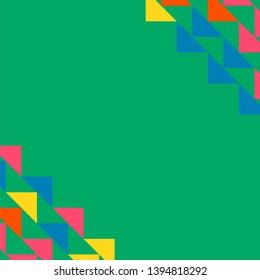 Abstract geometric polygonal background with colored triangles in the corners. Can be used as poster, banner, border, background, Wallpaper, card, print and etc. Eps10 vector.