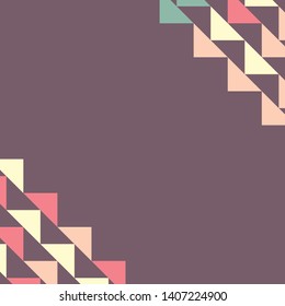 Abstract geometric polygonal background with colored triangles in the corners. Can be used as poster, banner, border, background, Wallpaper, card, print and etc. Eps10 vector.