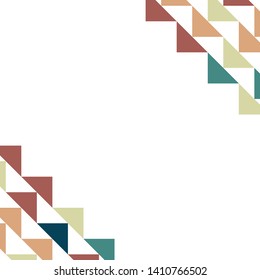 Abstract geometric polygonal background with colored triangles in the corners. Can be used as poster, banner, border, background, Wallpaper, card, print and etc. Eps10 vector.