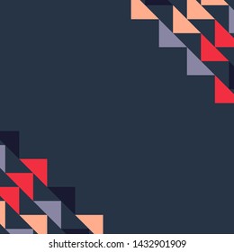 Abstract geometric polygonal background with colored triangles in the corners. Can be used as poster, banner, border, background, Wallpaper, card, print and etc. Eps10 vector.