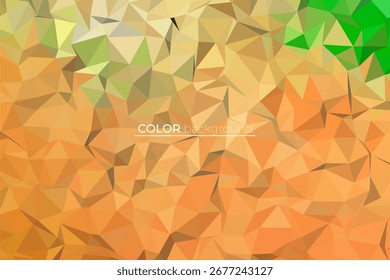 Abstract Geometric Polygonal Background with a Gradient of Warm Colors from Green to Orange and Yellow