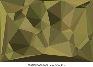 Fundo poligonal geométrico abstrato em tons verde-oliva com formas angulares afiadas e uma textura multifacetada para um design moderno e terroso.