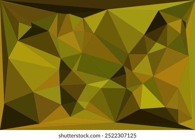 Abstract geometric polygonal background in olive green tones featuring sharp angular shapes and a multi-faceted texture for a modern and earthy design.