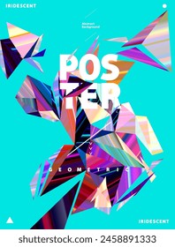Abstract geometric polygonal background. Shapes of colorful gradient triangles. Bright poster template.
