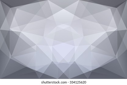 Abstract geometric polygonal background with symmetrical white and light grey texture, in vector