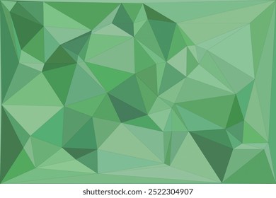 Fundo poligonal geométrico abstrato com vários tons de verde, apresentando formas triangulares afiadas e um padrão angular dinâmico para um design moderno e vibrante.