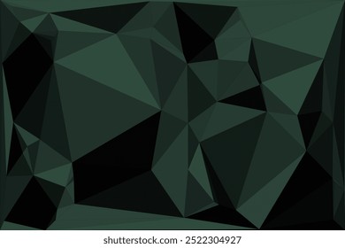 Fundo poligonal geométrico abstrato com vários tons de verde, apresentando formas triangulares afiadas e um padrão angular dinâmico para um design moderno e vibrante.