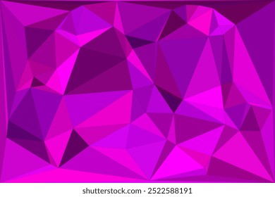  Fundo poligonal geométrico abstrato em tons rosa e roxo vibrantes com formas angulares afiadas e facetas dinâmicas para um design moderno e energético.