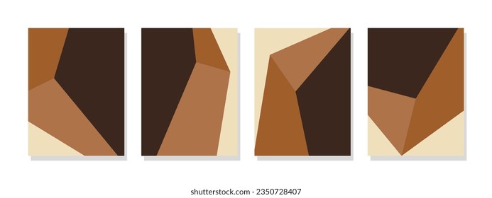 Abstract geometric polygonal design in rich dark brown hues. Elegant and minimalist illustration for wall art, posters, covers, wallpapers, banners, flyers, cards, and decor.