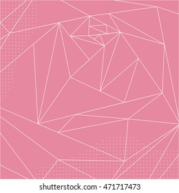 Abstract Geometric polygonal pink rose. Outline