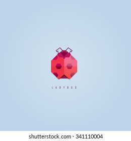 Abstract Geometric Polygonal Red Ladybug Logo Icon Design