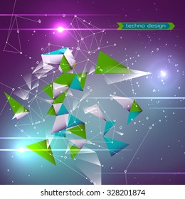 Abstract Geometric Polygonal Shape. Futuristic Technology Vector Science Background. Connecting Dots and Lines Structure