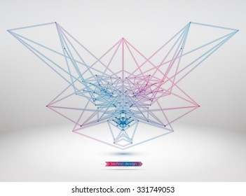 Abstract Geometric Polygonal Shape. Futuristic Technology Vector Science Background. Connecting Dots and Lines Structure