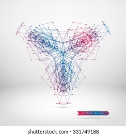 Abstract Geometric Polygonal Shape. Futuristic Technology Vector Science Background. Connecting Dots and Lines Structure
