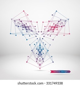 Abstract Geometric Polygonal Shape. Futuristic Technology Vector Science Background. Connecting Dots and Lines Structure