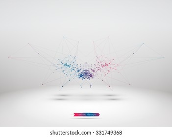 Abstract Geometric Polygonal Shape. Futuristic Technology Vector Science Background. Connecting Dots and Lines Structure