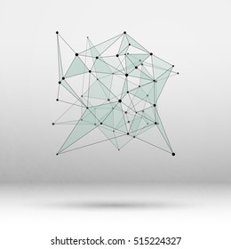 Abstract Geometric Polygonal Shape. Futuristic Technology Vector Science Background. Connecting Dots and Lines Structure