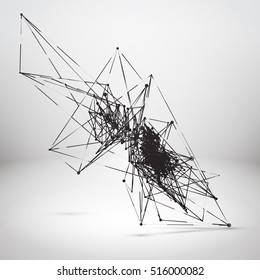 Abstract Geometric Polygonal Shape. Futuristic Technology Vector Science Background. Connecting Dots and Lines Structure