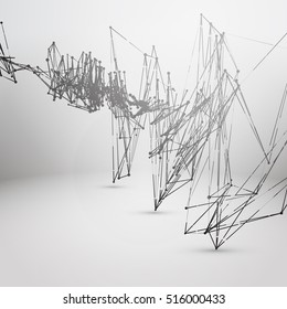 Abstract Geometric Polygonal Shape. Futuristic Technology Vector Science Background. Connecting Dots and Lines Structure