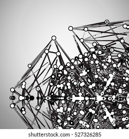 Abstract Geometric Polygonal Shape. Futuristic Technology Vector Science Background. Connecting Dots and Lines Structure