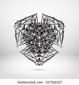 Abstract Geometric Polygonal Shape. Futuristic Technology Vector Science Background. Connecting Dots and Lines Structure