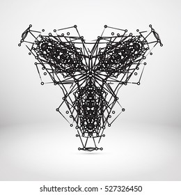 Abstract Geometric Polygonal Shape. Futuristic Technology Vector Science Background. Connecting Dots and Lines Structure