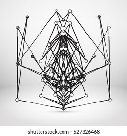 Abstract Geometric Polygonal Shape. Futuristic Technology Vector Science Background. Connecting Dots and Lines Structure