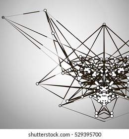 Abstract Geometric Polygonal Shape. Futuristic Technology Vector Science Background. Connecting Dots and Lines Structure
