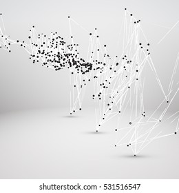 Abstract Geometric Polygonal Shape. Futuristic Technology Vector Science Background. Connecting Dots and Lines Structure.